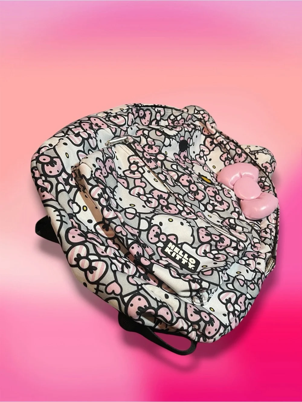 RARE Loungefly x Sanrio Hello Kitty All Over Print Backpack w/ 3D Pink Bow